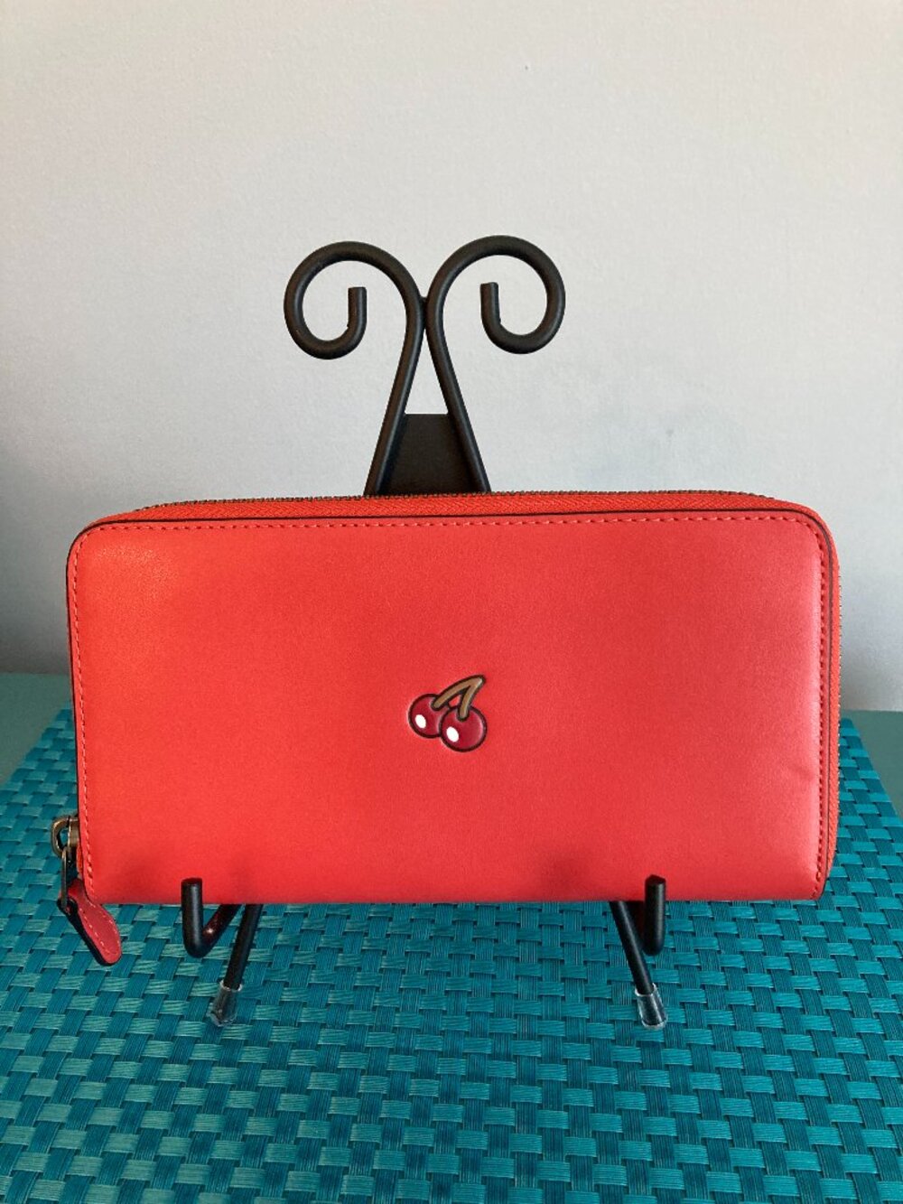 NWT Coach Pac-Man Cherry Accordion Zip Wallet Watermelon Red